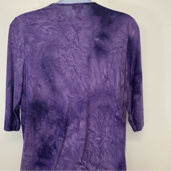 Catherines Top Woman 1X Purple  Stretch Knit Faux Twin Sequins Scoop Neck - Picture 4 of 8